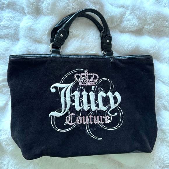 Juicy Couture Large Vintage Velour Embroidery Tote Authentic - Picture 1 of 9